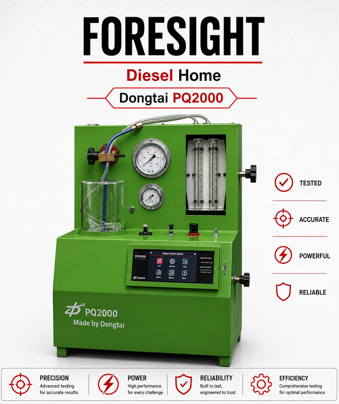 PQ2000 device for testing common rail diesel injectors