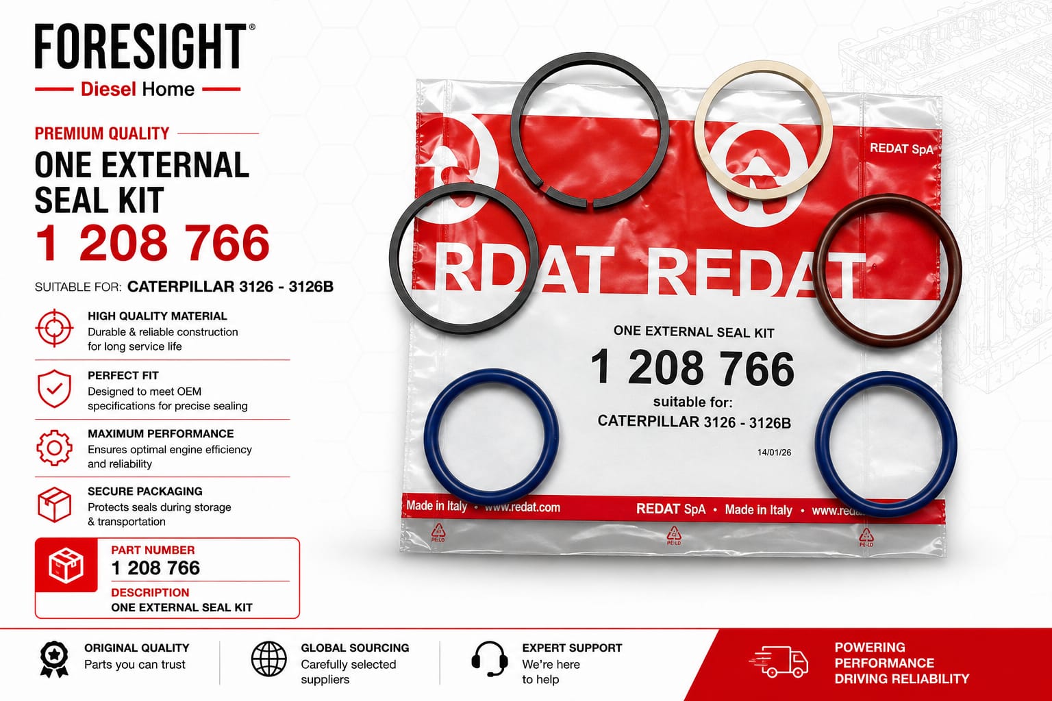 CAT 3126 HEUI Injector External O-Ring Kit