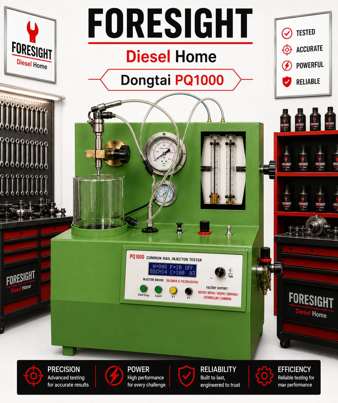 PQ1000 device for testing common rail diesel injectors