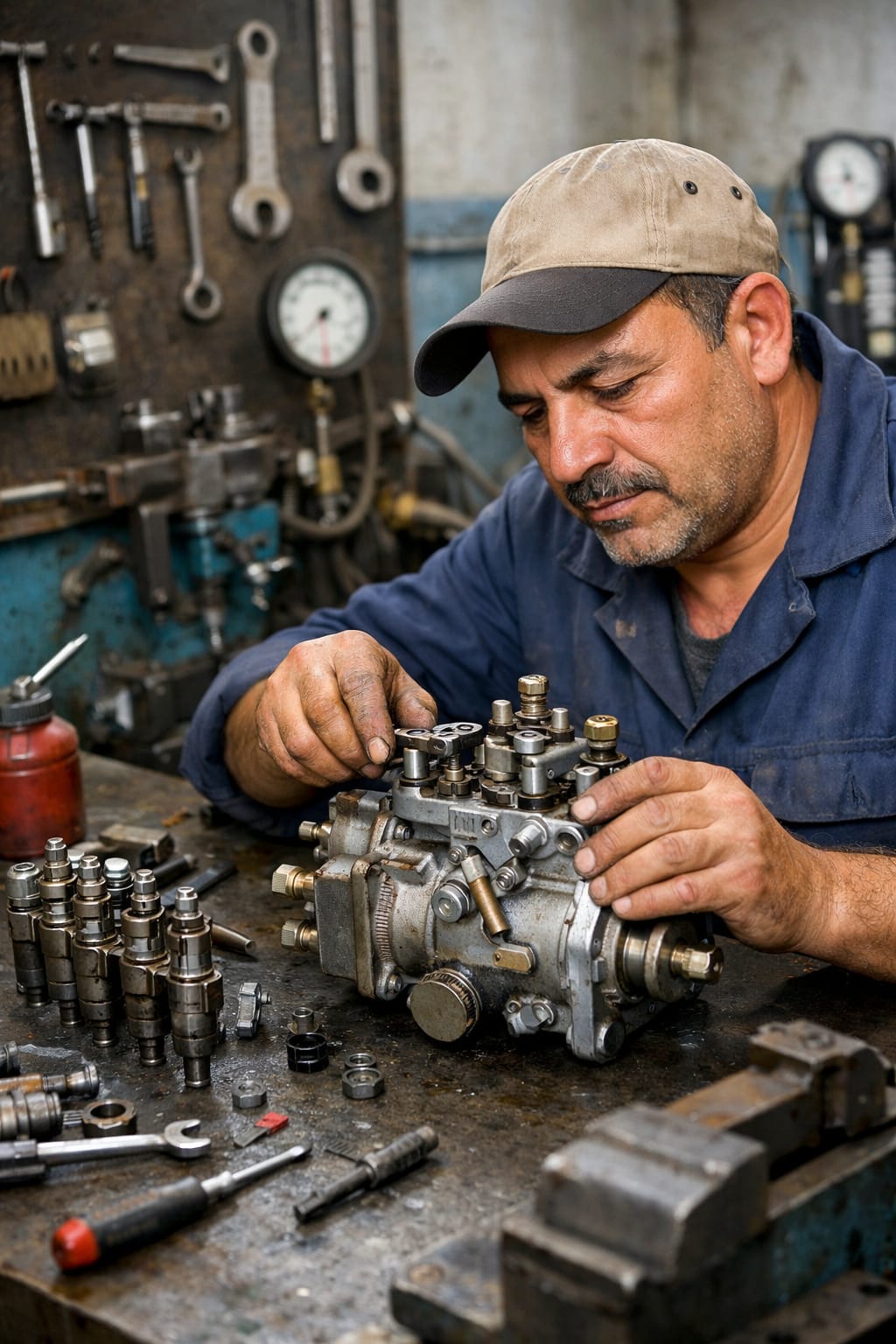 What should a specialized technician do when servicing diesel fuel pumps and injectors